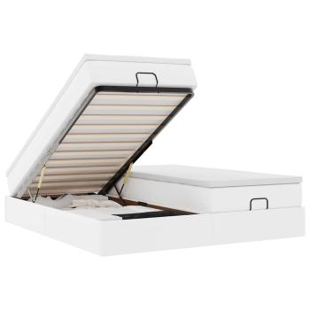 Ottoman-Bett mit Matratzen Weiß 180x200 cm Kunstleder