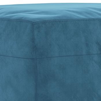 3-tlg. Sofagarnitur mit Kissen Blau Samt