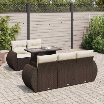 ARDEBO.de - 6-tlg. Garten-Sofagarnitur mit Kissen Braun Poly Rattan