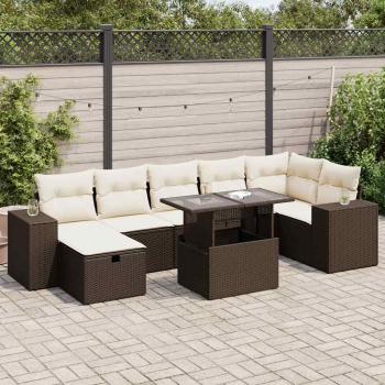 ARDEBO.de - 5-tlg. Garten-Sofagarnitur mit Kissen Braun Poly Rattan