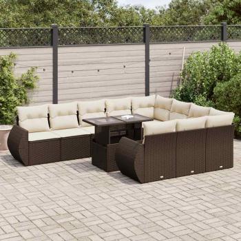 ARDEBO.de - 11-tlg. Garten-Sofagarnitur mit Kissen Braun Poly Rattan