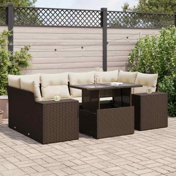 ARDEBO.de - 7-tlg. Garten-Sofagarnitur mit Kissen Braun Poly Rattan