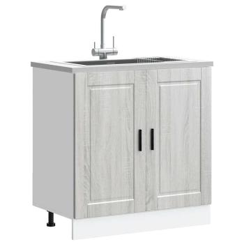 ARDEBO.de - Spülenunterschrank Porto Grau Sonoma 80x46x81,5cm Holzwerkstoff