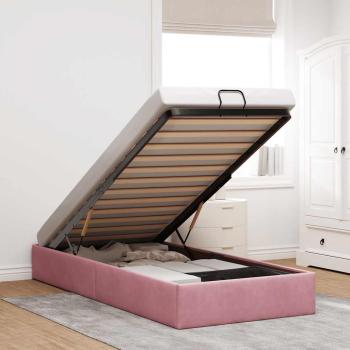 ARDEBO.de - Ottoman-Bett ohne Matratze Rosa 90x190 cm Samt