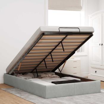 ARDEBO.de - Ottoman-Bett ohne Matratze Hellgrau 120x200 cm Samt