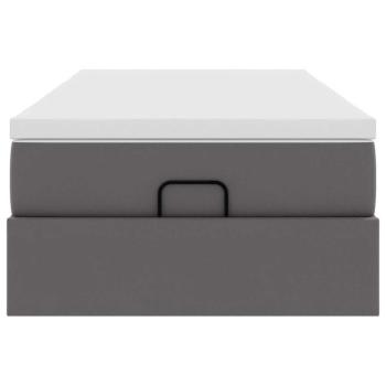 ARDEBO.de - Ottoman-Bett mit Matratze Grau 90x190 cm Kunstleder