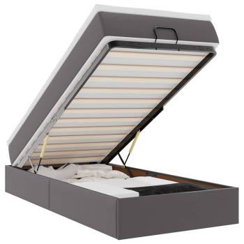 Ottoman-Bett mit Matratze Grau 90x190 cm Kunstleder