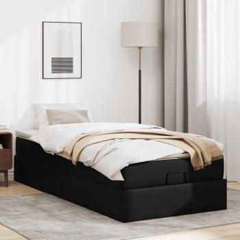 Ottoman-Bett mit Matratze Schwarz 90x200 cm Kunstleder