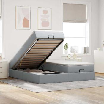 ARDEBO.de - Ottoman-Bett mit Matratzen Hellgrau 180x200 cm Stoff