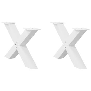 ARDEBO.de - Couchtischbeine X-Form 2 Stk. Weiß 70x(42-43) cm Stahl
