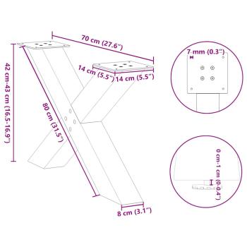 Couchtischbeine X-Form 2 Stk. Weiß 70x(42-43) cm Stahl