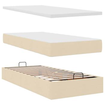 ARDEBO.de - Ottoman-Bett mit Matratze Creme 90x200 cm Stoff
