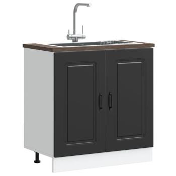 ARDEBO.de - Spülenunterschrank Kalmar Schwarz 80x46x81,5 cm Holzwerkstoff
