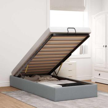 ARDEBO.de - Ottoman-Bett ohne Matratze Hellgrau 80x200 cm Stoff