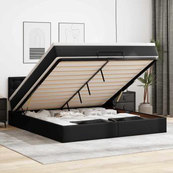 ARDEBO.de - Ottoman-Bett mit Matratze Schwarz 180x200 cm Kunstleder