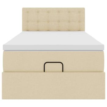 Ottoman-Bett mit Matratze Creme 80x200 cm Stoff