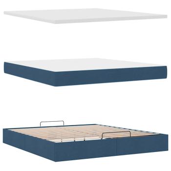 ARDEBO.de - Ottoman-Bett mit Matratze Blau 180x200 cm Stoff