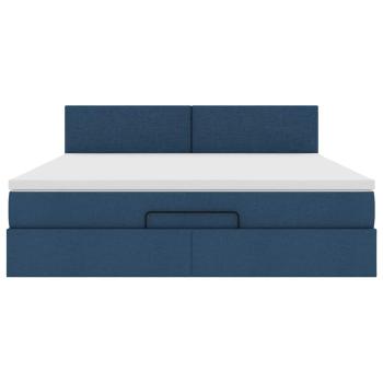 Ottoman-Bett mit Matratze Blau 180x200 cm Stoff