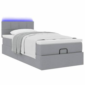 Ottoman-Bett mit Matratze Hellgrau 80x200 cm Stoff