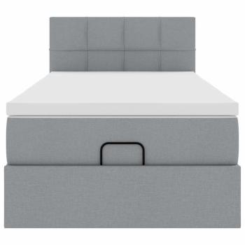 Ottoman-Bett mit Matratze Hellgrau 80x200 cm Stoff