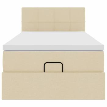 Ottoman-Bett mit Matratze Creme 90x190 cm Stoff