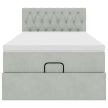Ottoman-Bett mit Matratze Hellgrau 90x200 cm Samt