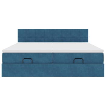 Ottoman-Bett mit Matratzen Dunkelblau 200x200 cm Samt