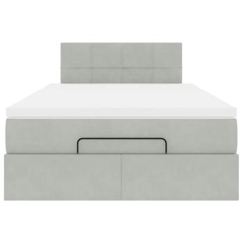 Ottoman-Bett mit Matratze Hellgrau 120x200 cm Samt