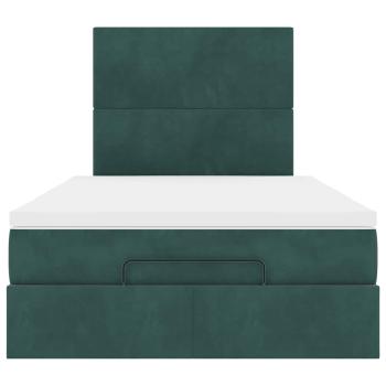 Ottoman-Bett mit Matratzen Dunkelgrün 120x190 cm Samt