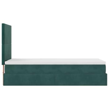 Ottoman-Bett mit Matratzen Dunkelgrün 90x200 cm Samt