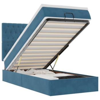 Ottoman-Bett mit Matratzen Dunkelblau 80x200 cm Samt
