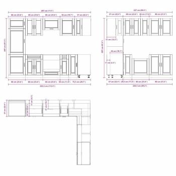 14-tlg. Küchenschrank-Set Porto Schwarz Holzwerkstoff