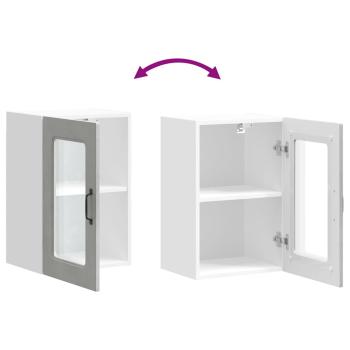 Küchen-Hängeschrank mit Glastür Kalmar Betongrau Holzwerkstoff