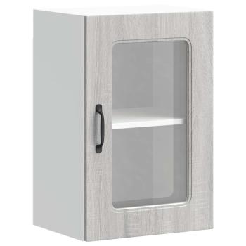 Küchen-Hängeschrank mit Glastür Grau Sonoma Holzwerkstoff