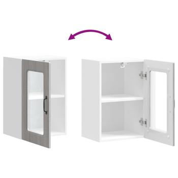 Küchen-Hängeschrank mit Glastür Grau Sonoma Holzwerkstoff