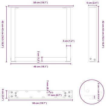 Couchtischbeine U-Form 2 Stk. Schwarz 50x(42-43) cm Stahl