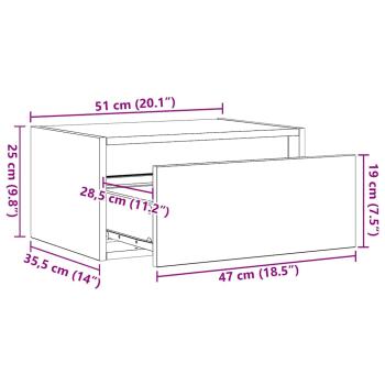 Wand-Nachttisch mit LED-Leuchten Betongrau