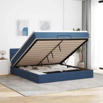 ARDEBO.de - Ottoman-Bett mit Matratze Blau 160x200 cm Stoff