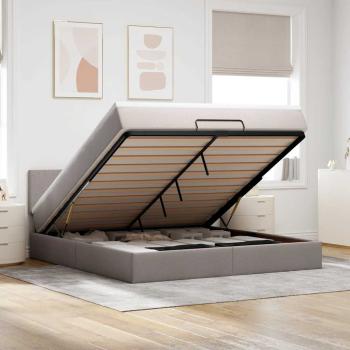ARDEBO.de - Ottoman-Bett mit Matratze Taupe 160x200 cm Stoff