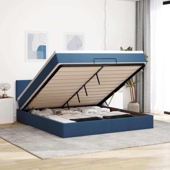 ARDEBO.de - Ottoman-Bett mit Matratze Blau 160x200 cm Stoff