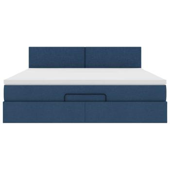 Ottoman-Bett mit Matratze Blau 160x200 cm Stoff