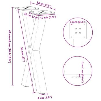 Couchtischbeine X-Form 2 Stk. Anthrazit 38x(42-43) cm Stahl
