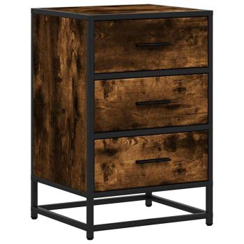 Nachttisch Räuchereiche 40x34,5x60 cm Holzwerkstoff und Metall