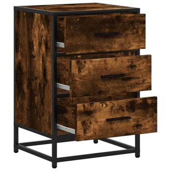 Nachttisch Räuchereiche 40x34,5x60 cm Holzwerkstoff und Metall