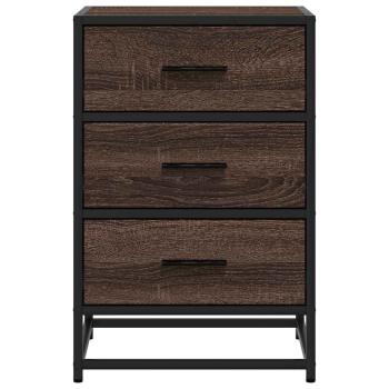 Nachttisch Braun Eichen-Optik 40x34,5x60cm Holzwerkstoff Metall