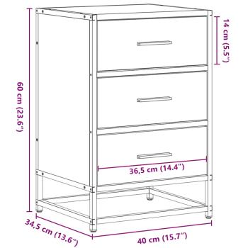 Nachttisch Braun Eichen-Optik 40x34,5x60cm Holzwerkstoff Metall