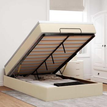 ARDEBO.de - Ottoman-Bett mit Matratze Creme 120x200 cm Stoff