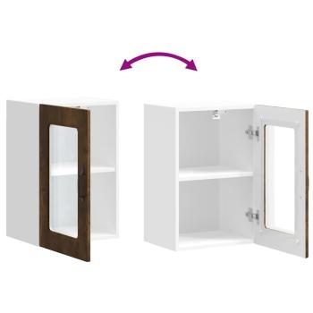 Küchen-Hängeschrank mit Glastür Räuchereiche Holzwerkstoff