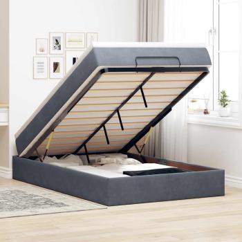 ARDEBO.de - Ottoman-Bett mit Matratze Dunkelgrau 120x200 cm Samt