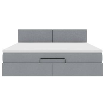 Ottoman-Bett mit Matratze Hellgrau 160x200 cm Stoff